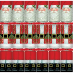 Caspari Christmas Crackers|Celebration Crackers|Santa Claus Celebration Crackers - 6 Per Box