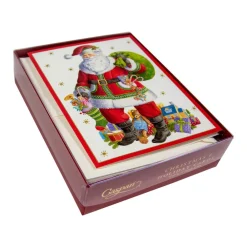 Caspari Christmas And Holiday Cards|Boxed Holiday Cards|Santa Claus Lane Boxed Christmas Cards - 15 Christmas Cards & 15 Envelopes