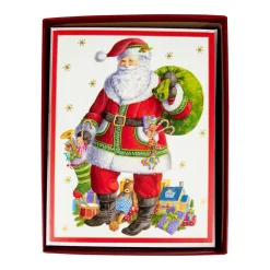 Caspari Christmas And Holiday Cards|Boxed Holiday Cards|Santa Claus Lane Boxed Christmas Cards - 15 Christmas Cards & 15 Envelopes