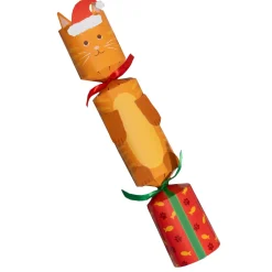 Caspari Christmas Crackers|Santa Hat Cat Pet Favors - includes 1 Pet Favors