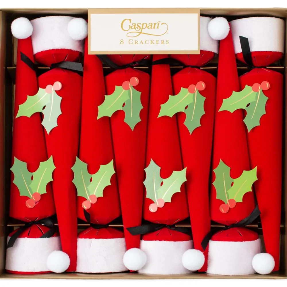 Caspari Christmas Crackers|Celebration Crackers|Santa Hat Cone-Shaped Celebration Christmas Crackers - 8 Per Box