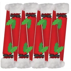 Caspari Christmas Crackers|Celebration Crackers|Santa Hat Cone-Shaped Celebration Christmas Crackers - 8 Per Box