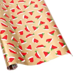 Caspari Christmas Wrapping Paper|Wrapping Paper|Santa Hat Toss Reversible Gift Wrapping Paper - 30" x 8' Roll