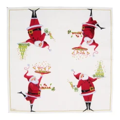Caspari Christmas Napkins|Paper Cocktail Napkins|Santa Serving Drinks Cocktail Napkins - 20 Per Package