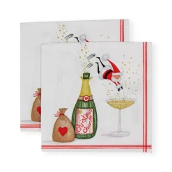 Caspari Christmas Napkins|Paper Cocktail Napkins|Santa Splash Cocktail Napkins - 20 Per Package