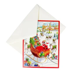 Caspari Christmas And Holiday Cards|Boxed Holiday Cards|Santa's Sleigh Boxed Christmas Cards - 15 Christmas Cards & 15 Envelopes