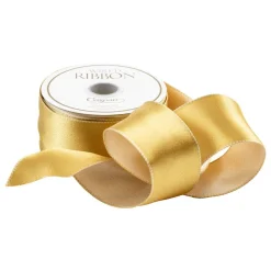 Caspari Christmas Ribbons & Bows|Ribbons & Bows|Satin Ivory & Gold Reversible Wired Ribbon - 6 Yard Spool