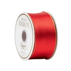 Caspari Christmas Ribbons & Bows|Ribbons & Bows|Satin Red & Gold Reversible Wired Ribbon - 10 Yard Spool