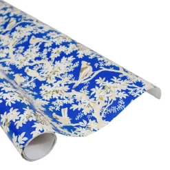Caspari Christmas Wrapping Paper|Wrapping Paper|Scenic Songbirds China Blue Gift Wrap - One 30" X 8' Roll