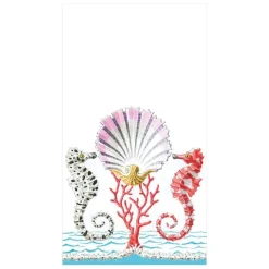 Caspari Mother'S Day|Paper Guest Towels|Seahorses and Shell Paper Guest Towel Napkins - 15 Per Package