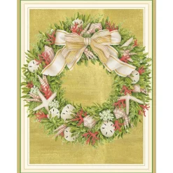 Caspari Christmas And Holiday Cards|Boxed Holiday Cards|Seaside Wreath Large Boxed Christmas Cards - includes 15 cards & envelopes