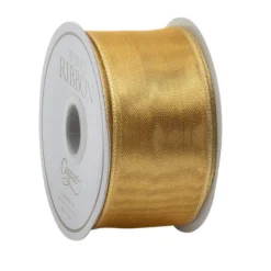 Caspari Christmas Ribbons & Bows|Ribbons & Bows|Sheer Gold Wired Ribbon - 9 Yard Spool