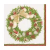 Caspari Christmas Napkins|Paper Luncheon Napkins|Shell Wreath Paper Luncheon Napkins in Ivory - 20 Per Package