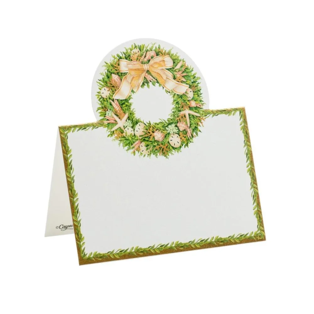 Caspari Place Cards|Shell Wreath Place Cards Die Cut Package 8 In
