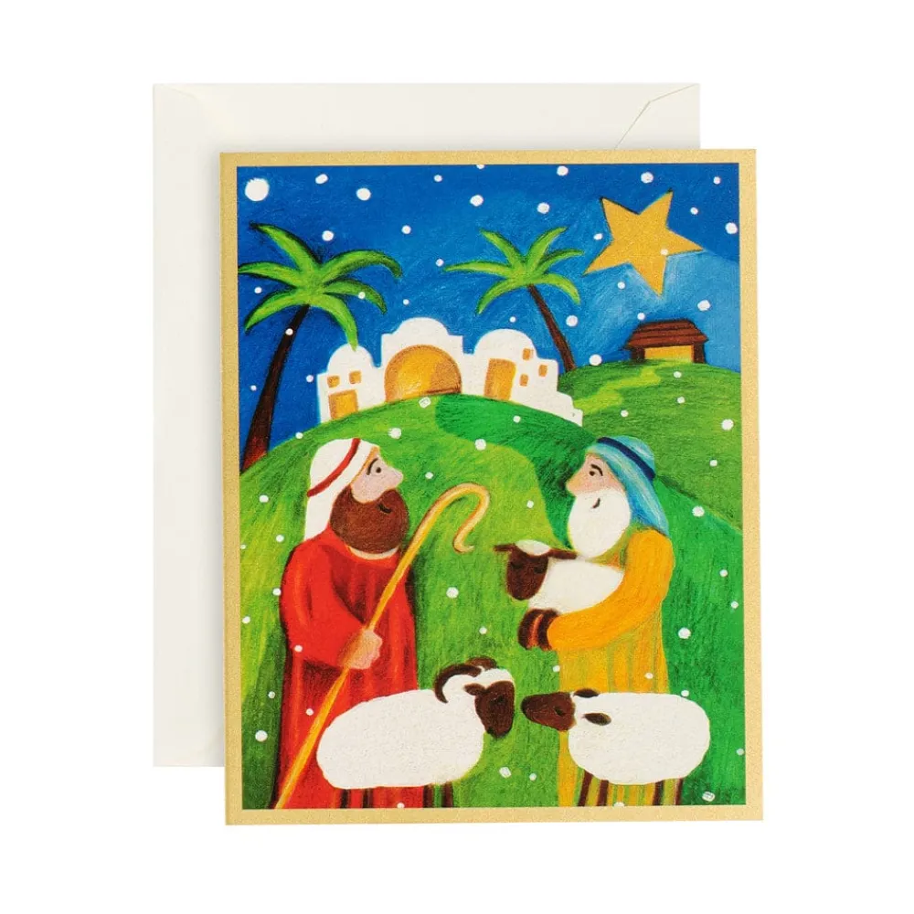 Caspari Christmas And Holiday Cards|Boxed Holiday Cards|Shepherds Christmas Classic Boxed Christmas Cards - includes 15 cards & envelopes