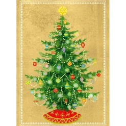 Caspari Christmas And Holiday Cards|Boxed Holiday Cards|Shining Christmas Tree Small Boxed Christmas Cards - includes 15 cards & envelopes