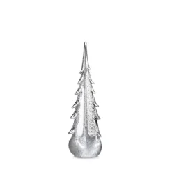 Simon Pearce Christmas Decor|Silver Leaf Evergreen Glass Tree 14" - 1 Each