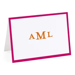 Personalization by Caspari Bridal Shower|Simple Border Personalized Monogram Folded Note Cards