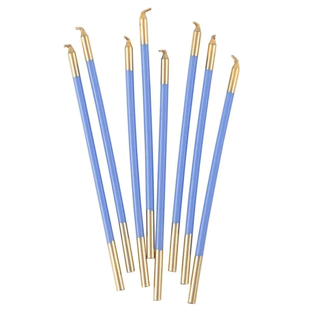 Caspari Birthday|Graduation Celebration|Slim Birthday Candles in French Blue & Gold - 16 Candles Per Package