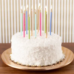 Caspari Birthday|New Year'S|Slim Birthday Candles in Silver - 16 Candles Per Package