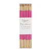 Caspari Birthday|Slim Birthday Candles in Fuchsia & Gold - 16 Candles Per Package