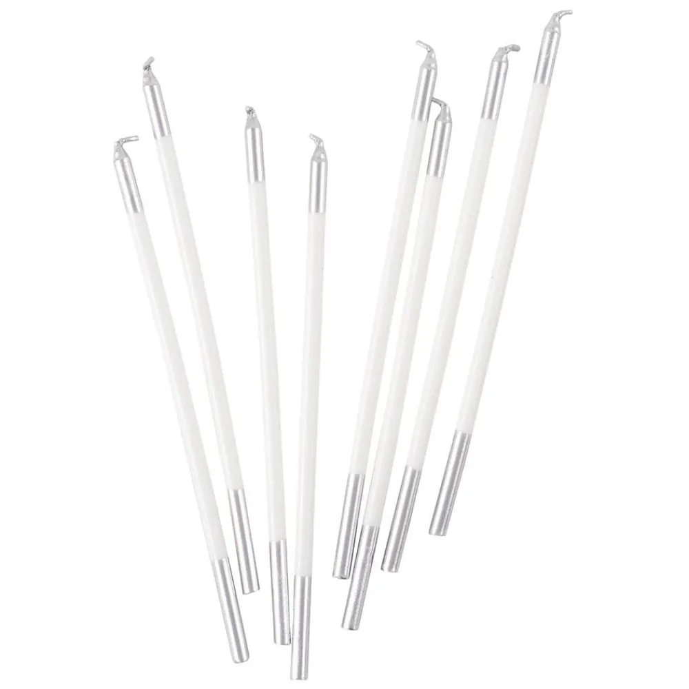 Caspari Birthday|New Year'S|Slim Birthday Candles in White & Silver - 16 Candles Per Package