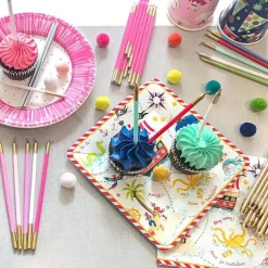 Caspari Birthday|New Year'S|Slim Birthday Candles in White & Silver - 16 Candles Per Package