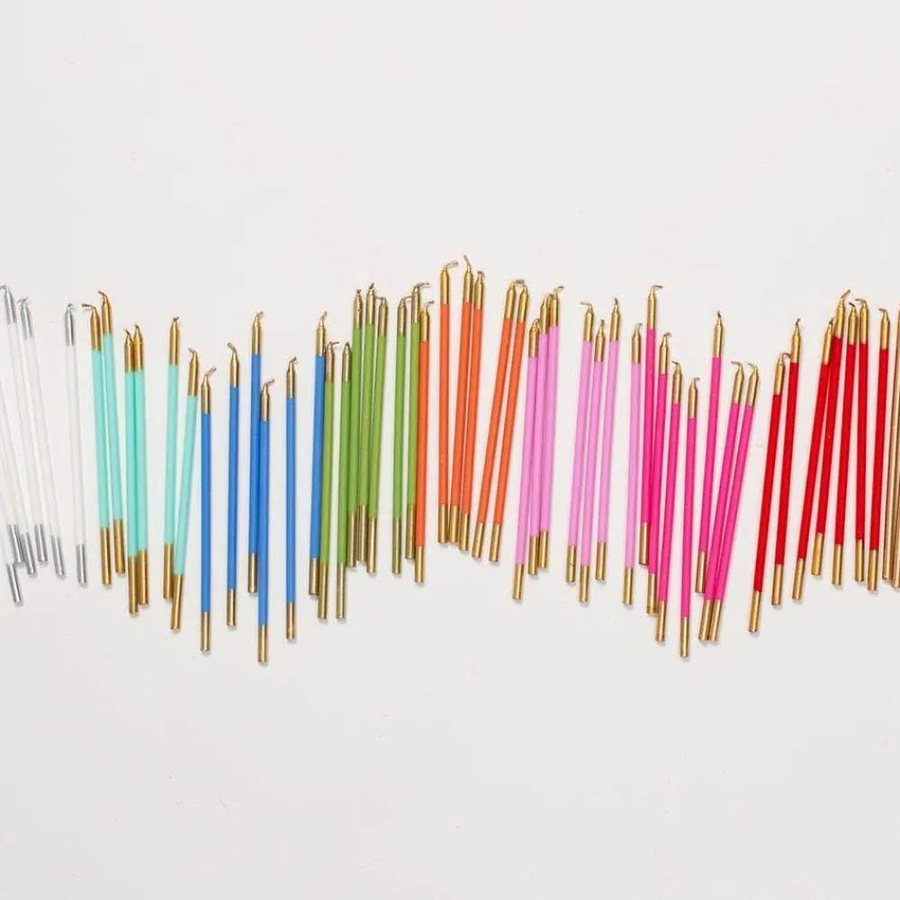 Caspari Birthday|New Year'S|Slim Birthday Candles in White & Silver - 16 Candles Per Package