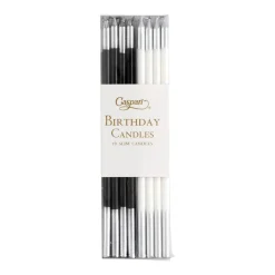 Caspari Birthday|Slim Birthday Candles in Mixed Black & White - 16 Candles Per Package