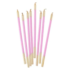 Caspari Birthday|Slim Birthday Candles in Candy Pink & Gold - 16 Candles Per Package