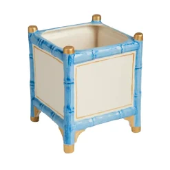 Abigails Memorial Day|Cachepots & Pots|Small Blue & Gold Bamboo Cachepot