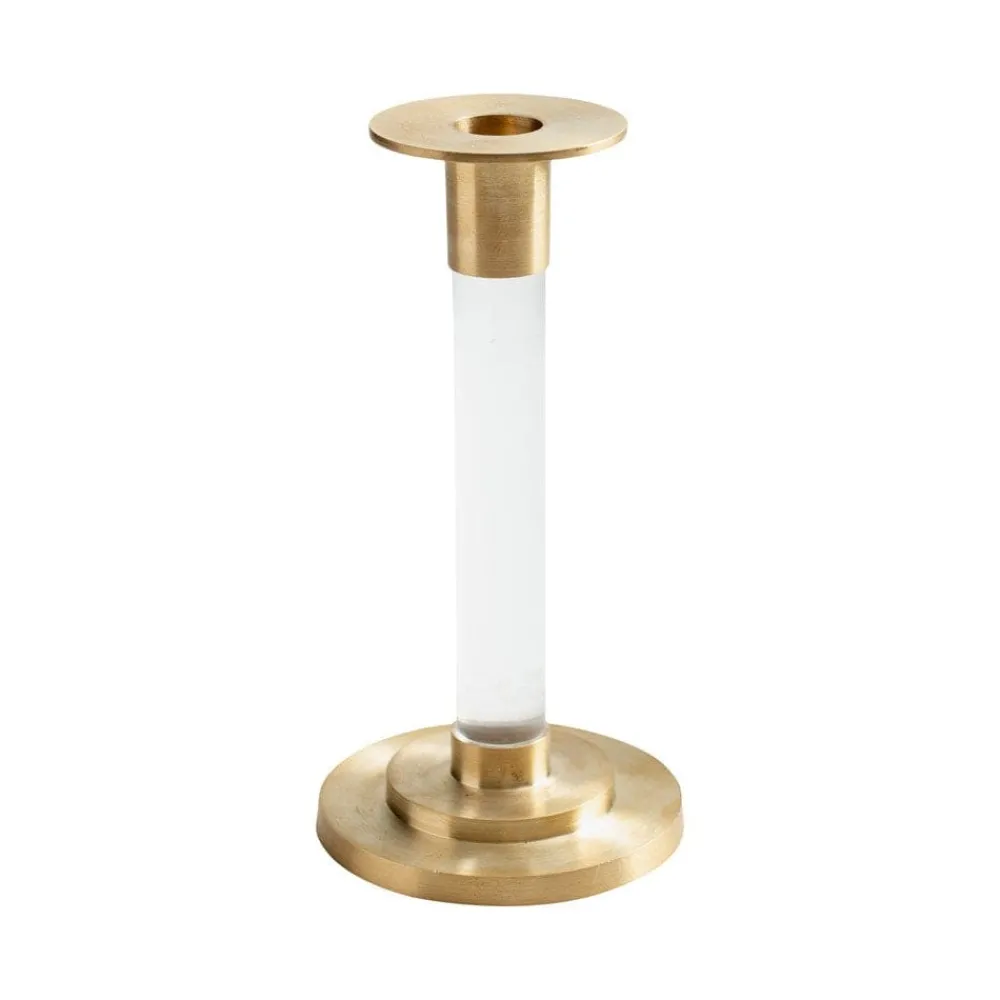 Caspari Summer Picnic|Engagement Party|Small Brass & Resin Candlestick in Clear - 1 Each