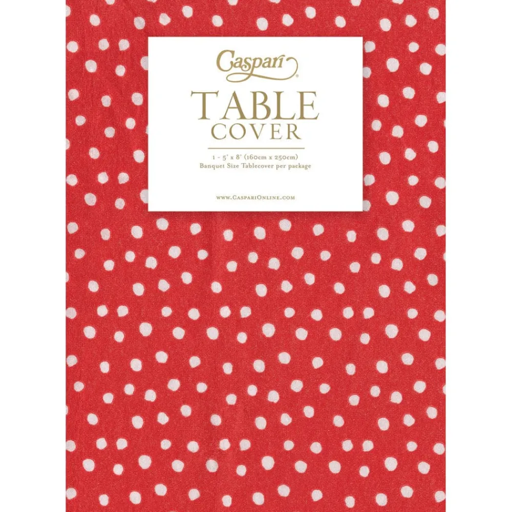 Caspari Memorial Day|Table Linens|Small Dots Red Paper Linen Table Covers - 1 Each