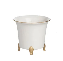 Abigails Christmas Decor|Summer Picnic|Small White & Gold Cachepot