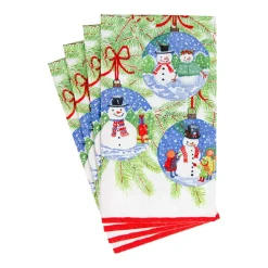 Caspari Christmas Napkins|Paper Guest Towels|Snowman Ornaments Guest Towel Napkins - 15 Per Package