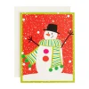Caspari Christmas And Holiday Cards|Boxed Holiday Cards|Snowman with Green Scarf Classic Boxed Christmas Cards - includes 15 cards & envelopes
