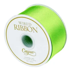 Caspari Ribbons & Bows|Solid Satin Wired Citron Ribbon - 1 Spool Of Ribbon