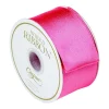 Caspari Ribbons & Bows|Solid Satin Wired Shocking Pink Ribbon - 1 Spool Of Ribbon