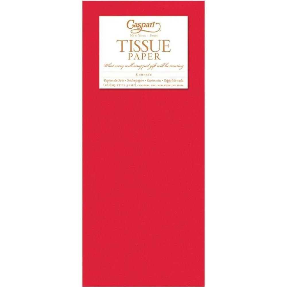 Caspari Christmas TIssue Paper|Birthday|Solid Tissue Paper in Red - 8 Sheets Included