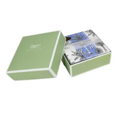Caspari Hanukkah|Boxed Cocktail Napkins|Southern Palms Blue & White Boxed Cocktail Napkins - 40 Per Box