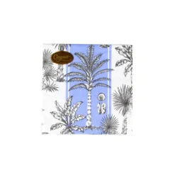 Caspari Hanukkah|Paper Cocktail Napkins|Southern Palms Blue & White Cocktail Napkins - 20 Per Package