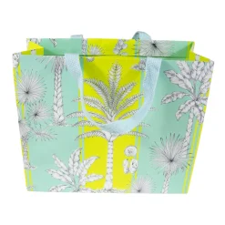 Caspari Gift & Bottle Bags|Southern Palms Turquoise & Lime Large Gift Bags - 1 Each