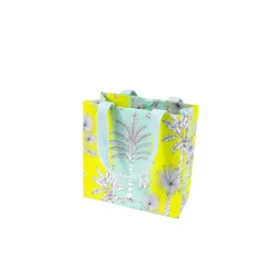Caspari Gift & Bottle Bags|Southern Palms Turquoise & Lime Small Square Gift Bags - 1 Each