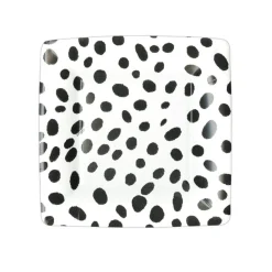 Caspari Paper Salad And Dessert Plates|Spots Square Paper Salad & Dessert Plates in Black - 8 Per Package