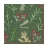 Caspari Christmas Napkins|Paper Luncheon Napkins|Sprigs and Berries Paper Luncheon Napkins in Evergreen - 20 Per Package