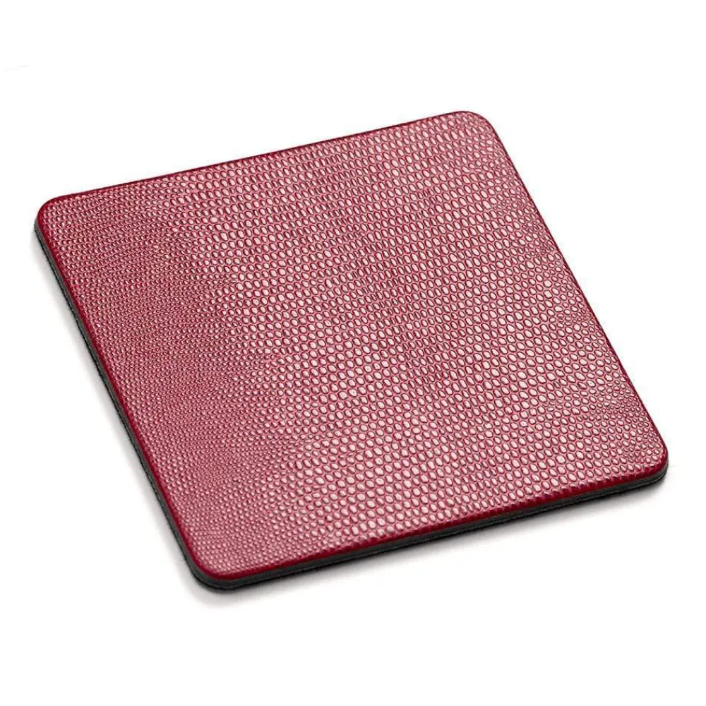Caspari Christmas Placemats & Coasters|Mother'S Day|Square Lizard Coasters in Cranberry - 8 Per Box