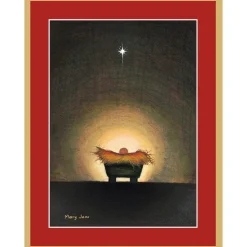 Caspari Christmas And Holiday Cards|Boxed Holiday Cards|Star and Creche Classic Boxed Christmas Cards - includes 15 cards & envelopes