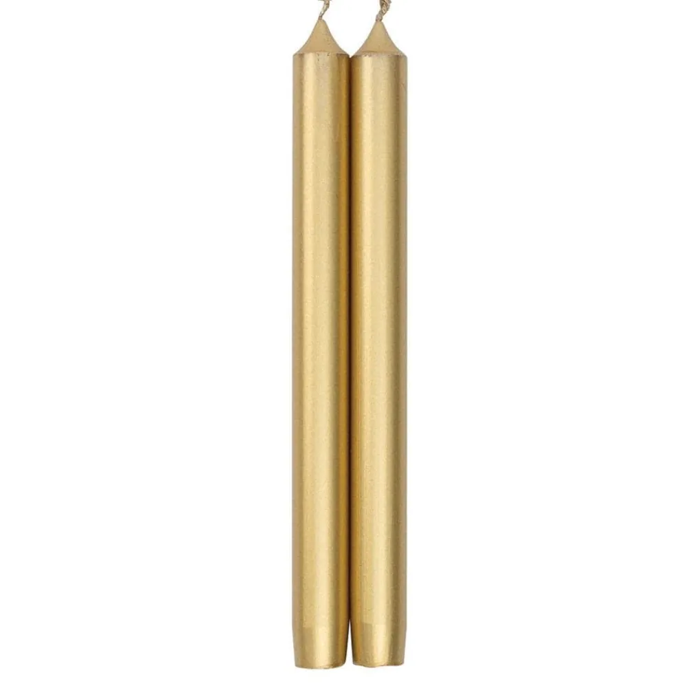 Caspari Holiday Taper Candles|Engagement Party|Straight Taper 12" Candles in Gold - 2 Candles Per Package