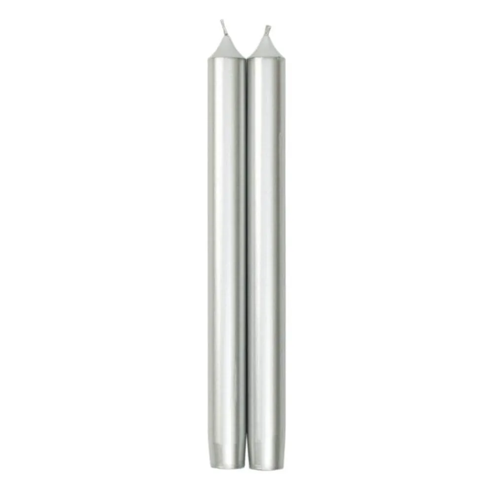 Caspari Holiday Taper Candles|Bridal Shower|Straight Taper 10" Candles in Silver - 2 Candles Per Package, 3 Packages Included