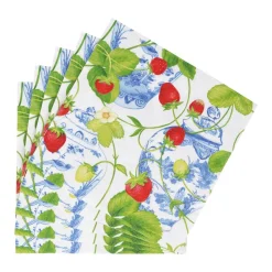 Caspari Memorial Day|Paper Luncheon Napkins|Strawberries And Cream Luncheon Napkins - 20 Per Package